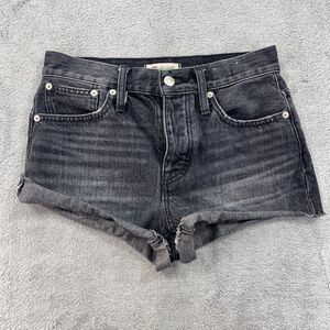 Madewell Relaxed Cut Off Shorts Womens 23 Black Cotton Mid Rise Calverley Wash